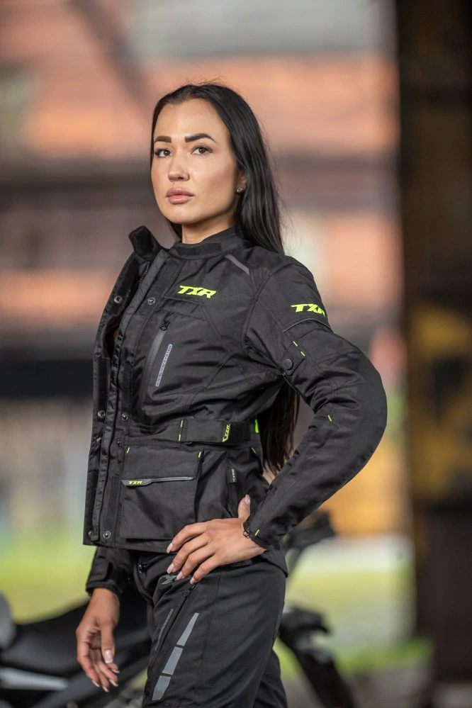 TXR Dámska bunda na motorku Visper čierno-fluo žltá XS