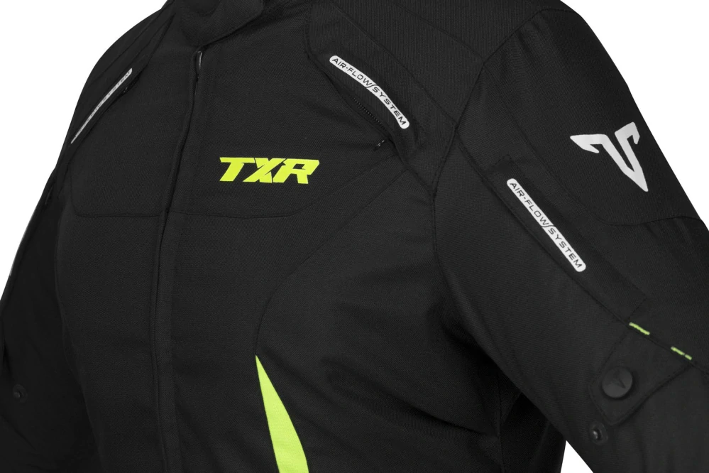 TXR Dámska bunda na motorku Elisa čierno-fluo žltá 3XL