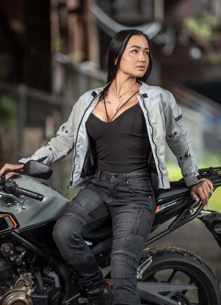 TXR Dámska bunda na motorku Summer strieborna S