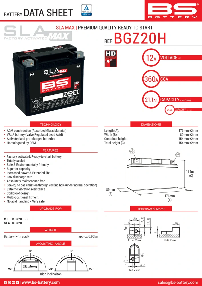 BS-BATTERY V továrni aktivovaný akumulátor BGZ20H SLA MAX 12V 20Ah, 360A) – 300938