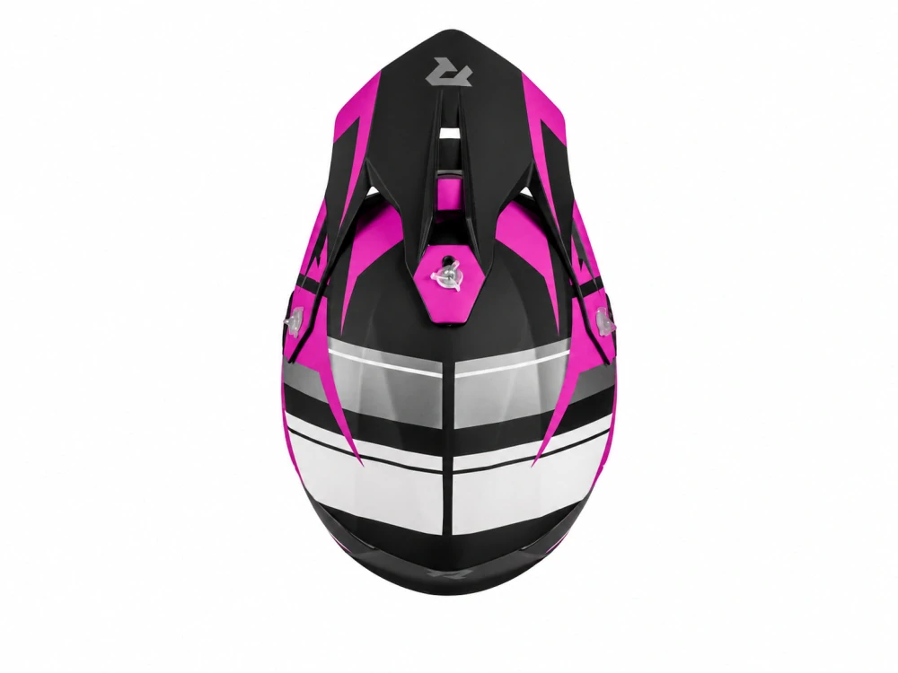 TXR Motokrosová prilba Fury čierno-šedo-bielo-ružová L