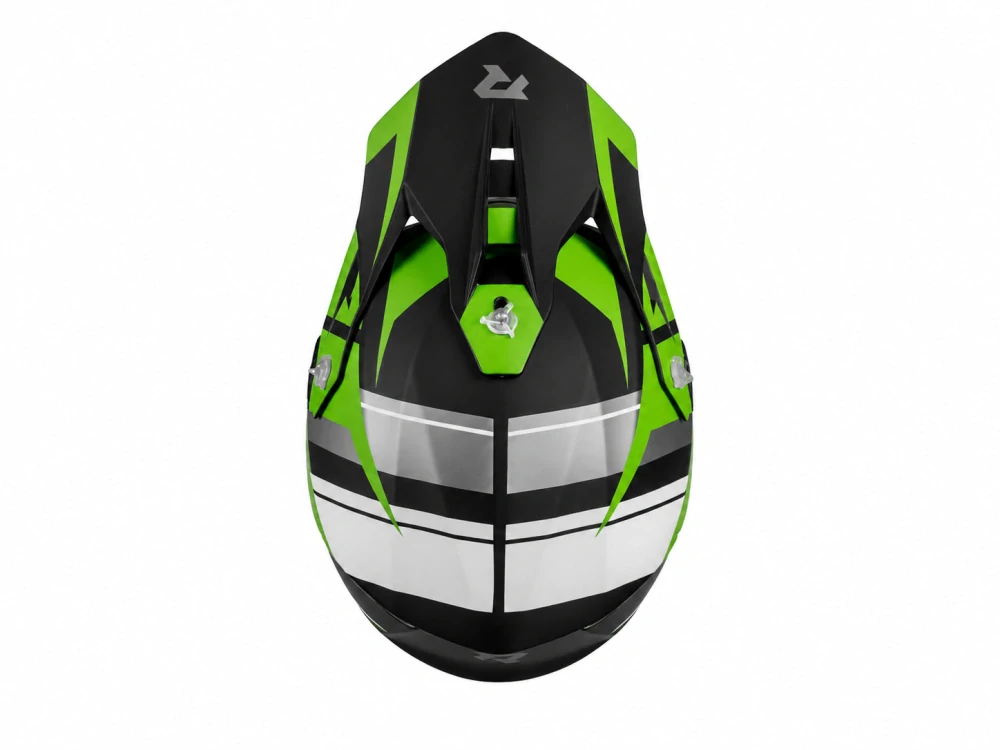 TXR Motokrosová prilba Fury čierno-sivo-bielo-zelená XXL