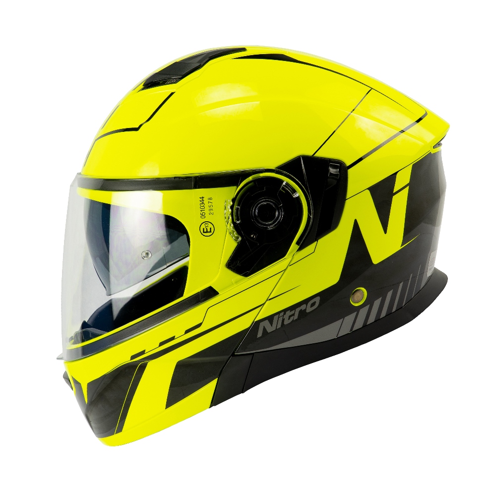 NITRO Vyklápacia moto prilba F350 ANALOG S žltá neón lesklá
