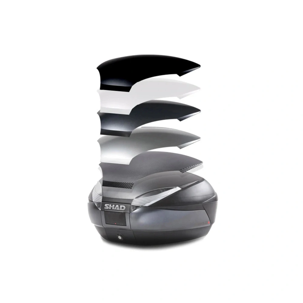 SHAD Vrchný kufor na motorku  s farebným krytom SH48 Karbón so zámkom PREMIUM SMART