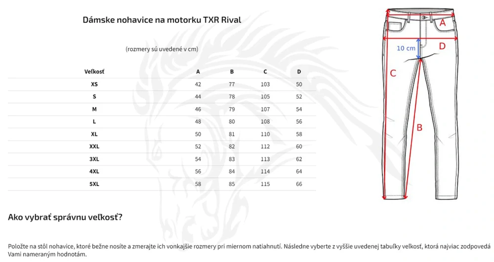 TXR Dámske nohavice na motorku Rival čierno-ružové S