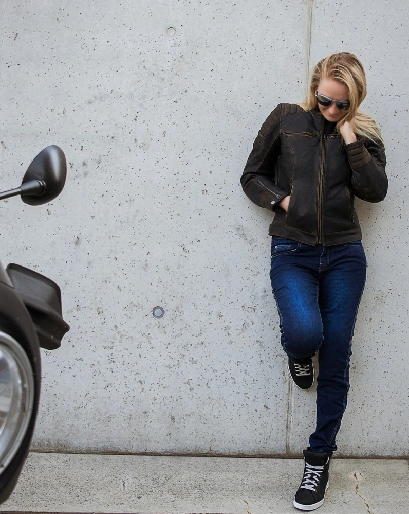 TXR Dámska kožená bunda na motorku Carmen Vintage M