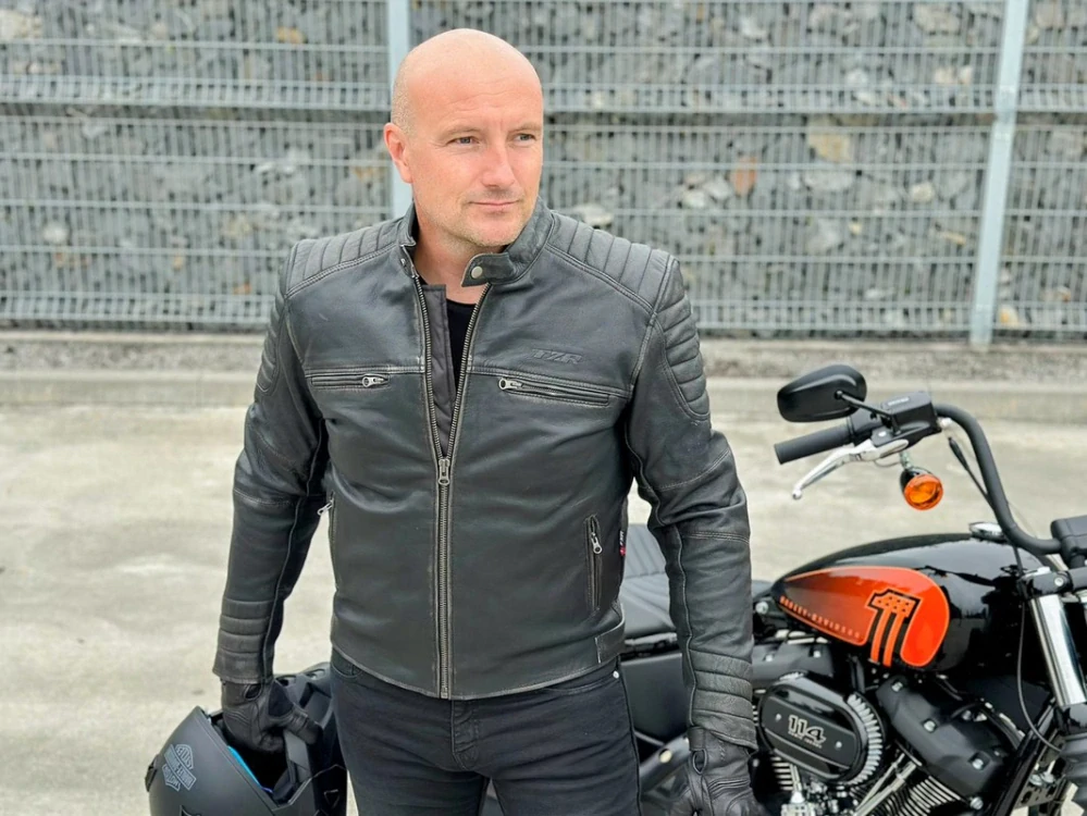 TXR Bunda na motorku Vintage sivá 3XL