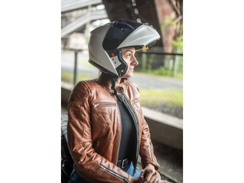 TXR Výklápacia prilba na motorku Rival perleťovo biela L