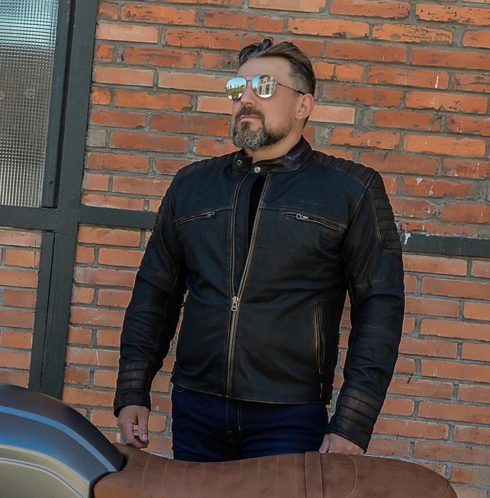 TXR Bunda na motorku Vintage hnedá M