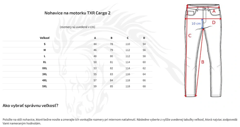 TXR Nohavice na motorku Cargo 2 čierne 4XL