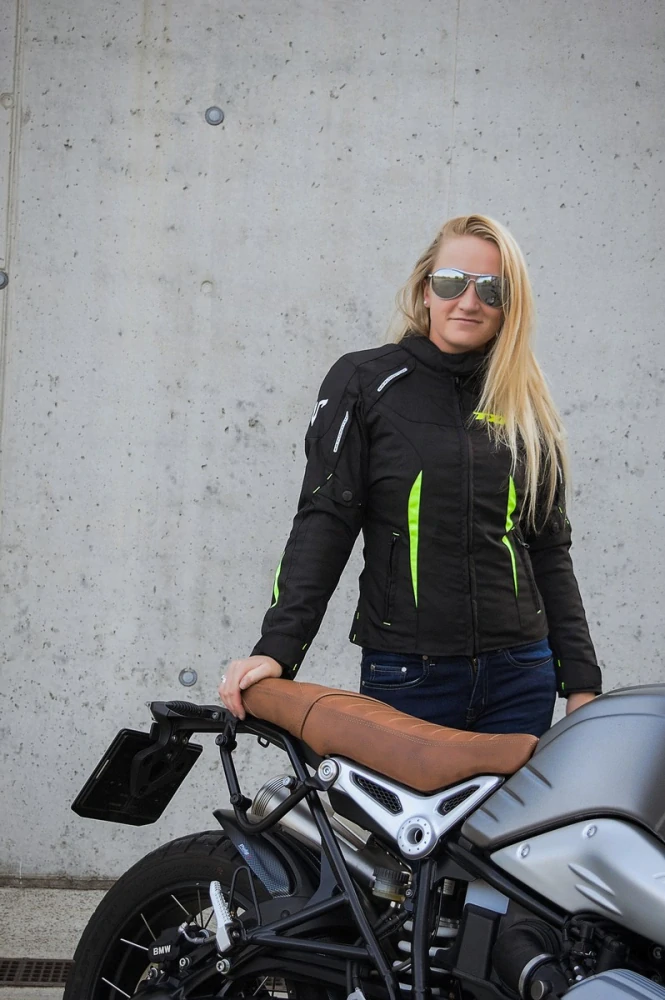 TXR Dámska bunda na motorku Elisa čierno-fluo žltá 4XL