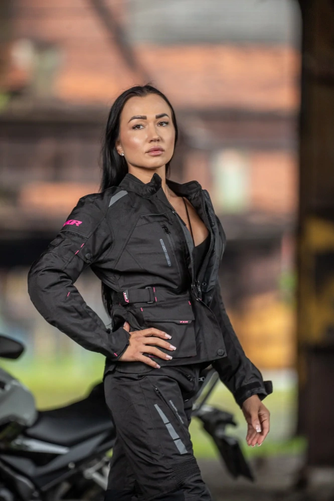 TXR Dámska bunda na motorku Visper čierno-ružova S