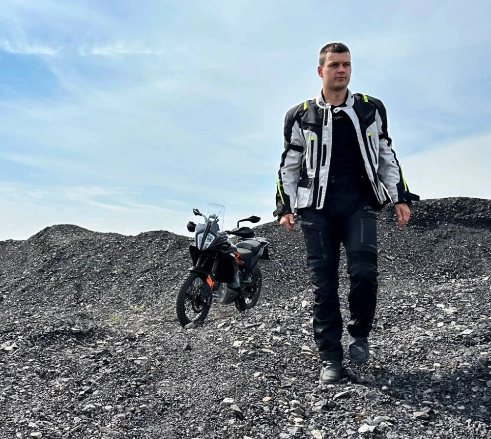 TXR Bunda na motorku Expedition čierno-sivo-fluo žltá M