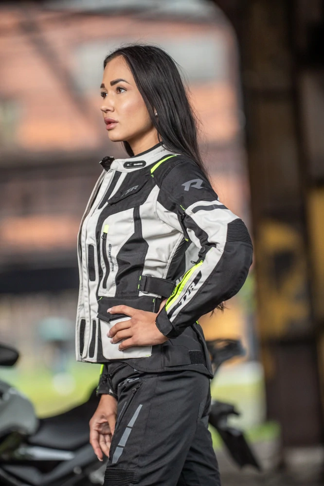 TXR Dámska bunda na motorku Expedition černo-sivo-fluo žltá XS
