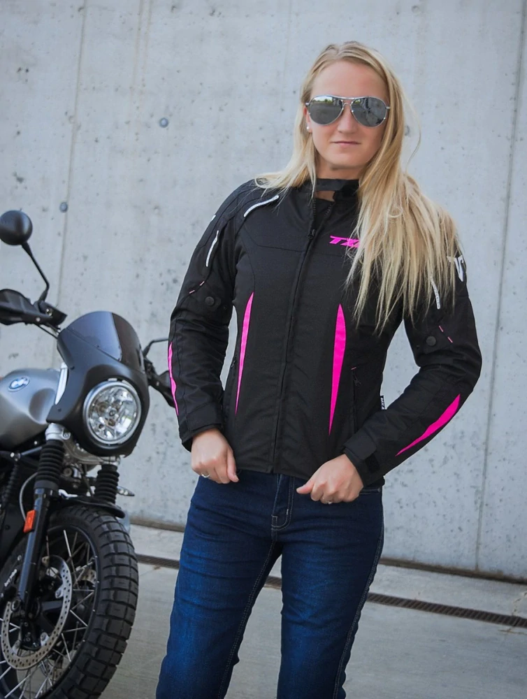 TXR Dámska bunda na motorku Elisa čierno-ružova 3XL