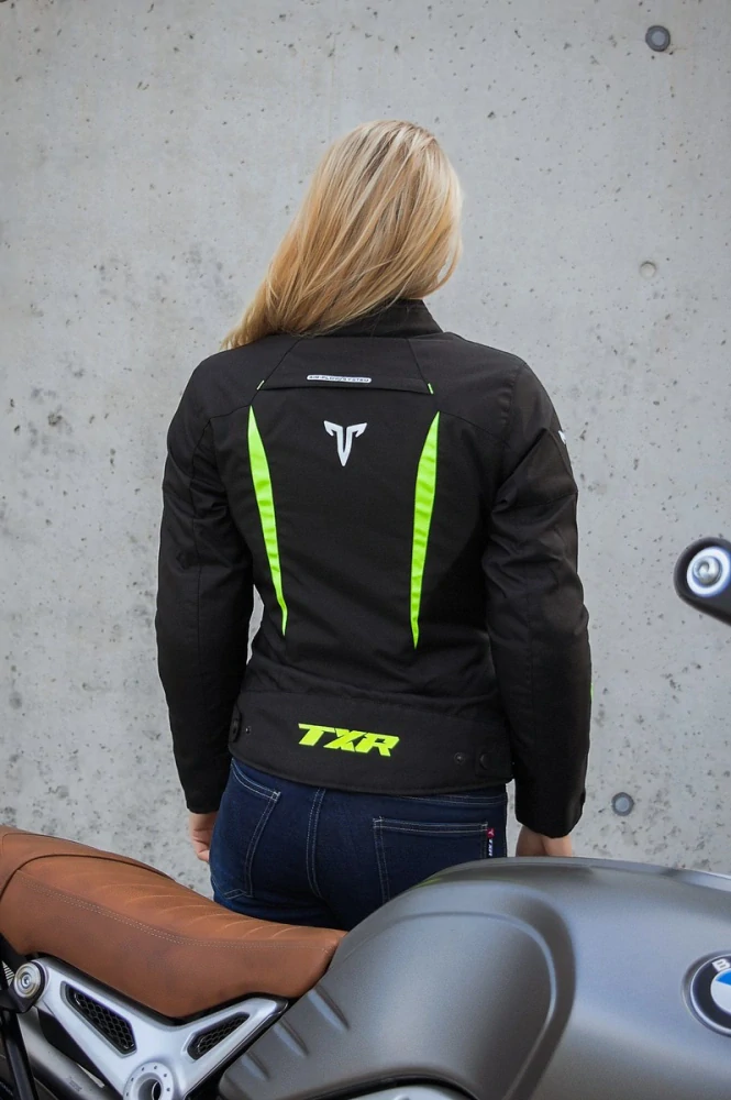 TXR Dámska bunda na motorku Elisa čierno-fluo žltá 4XL