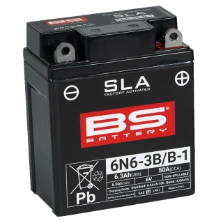BS-BATTERY 6N6-3B/B-1 6V 6Ah 50A (6N6-3B/6N6-B-1) 95x55x117mm P+ AGM bezúdržbová motobatéria