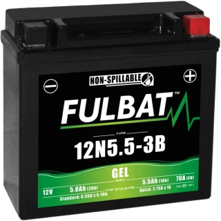 FULBAT 12N5.5-3B 12V 5,5Ah 70A 135x60x130mm P+ GEL bezúdržbová motobatéria