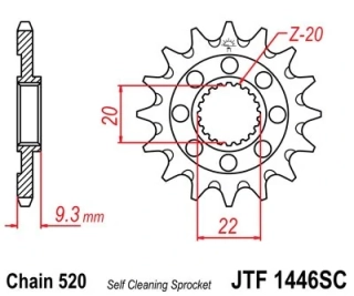 JT Reťazové koliečko JTF 1446-13SC 13T, 520 Samočistiace ľahké