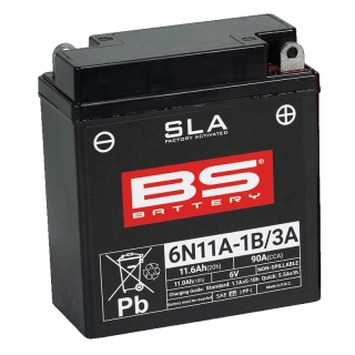 BS-BATTERY 6N11A-1B/3A 6V 11Ah 90A (6N11A-1B, 6N11A-3A) 121x58x130mm P+ AGM bezúdržbová motobatéria