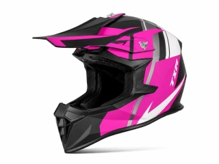 TXR Motokrosová prilba Fury čierno-šedo-bielo-ružová M