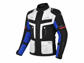 TXR Bunda na motorku Tracer čierno-sivo-modro-červená S