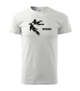 Pánske tričko s moto motívom 109 Motocross biele 2XL