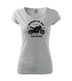Dámske tričko s moto motívom104 Tuned for speed