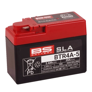 BS-BATTERY BTR4A-5 12V 2.3Ah 35A (YTR4A-5) 113x48x85 mm póly na ľavej strane AGM bezúdržbová motobatéria