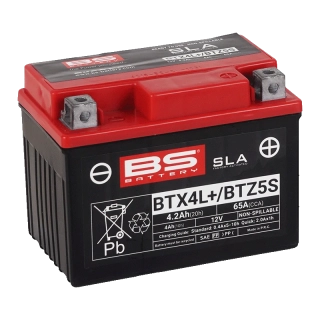 BS-BATTERY BTX4L+ 12V 4Ah 65A (YTX4L / YTZ5S) 113x70x85mm P+ AGM bezúdržbová motobatéria