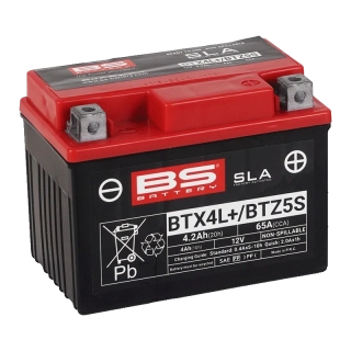 BS-BATTERY BTX4L+ 12V 4Ah 65A (YTX4L / YTZ5S) 113x70x85mm P+ AGM bezúdržbová motobatéria