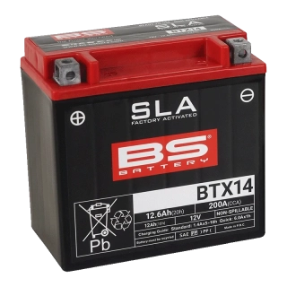 BS-BATTERY BTX14 12V 12Ah 200A (YTX14) 150x87x145mm L+ AGM bezúdržbová motobatéria