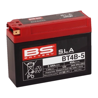 BS-BATTERY BT4B-5 12V 2.3Ah 40A (YT4B-5) 113x38x85mm póly na ľavej strane AGM bezúdržbová motobatéria
