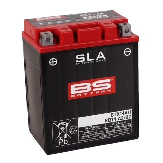 BS-BATTERY BTX14AH / BB14-A2/B2 12V 14Ah 210A (YTX14AH, YB14-A2, YB14-B2) 135x90x164mm L+ AGM bezúdržbová motobatéria