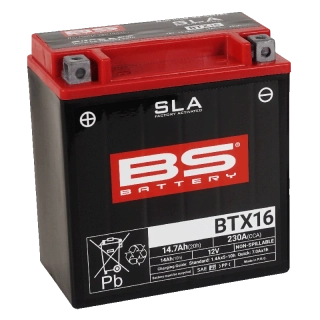 BS-BATTERY BTX16 12V 14Ah 230A (YTX16) 150x87x161mm L+ AGM bezúdržbová motobatéria