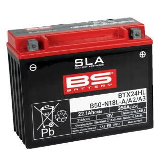 BS-BATTERY BTX24HL / B50-N18L-A/A2/A3 12V 21Ah 350A (YTX24HL, Y50-N18L-A, Y50-N18L-A2, Y50-N18L-A3) 205x87x162mm P+ AGM bezúdržbová motobatéria