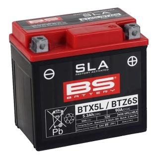 BS-BATTERY BTX5L 12V 5Ah 90A (YTX5L / YTZ6S) 113x70x105mm P+ AGM bezúdržbová motobatéria