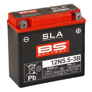 BS-BATTERY 12N5.5-3B 12V 5Ah 70A (12N5.5-3B) 135x60x130mm P+ AGM bezúdržbová motobatéria