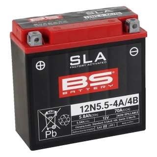 BS-BATTERY 12N5.5-4A/4B 12V 5Ah 70A (12N5.5-4A, 12N5.5-4B) 135x60x130mm L+ AGM bezúdržbová motobatéria