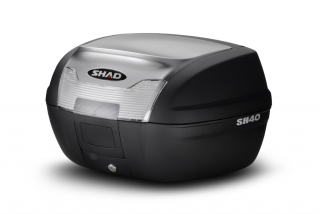 SHAD Vrchný kufor na motorku s farebným krytom SH40 strieborná