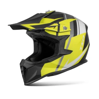 TXR Motokrosová prilba Fury čierno-sivo-bielo-žltá XXL